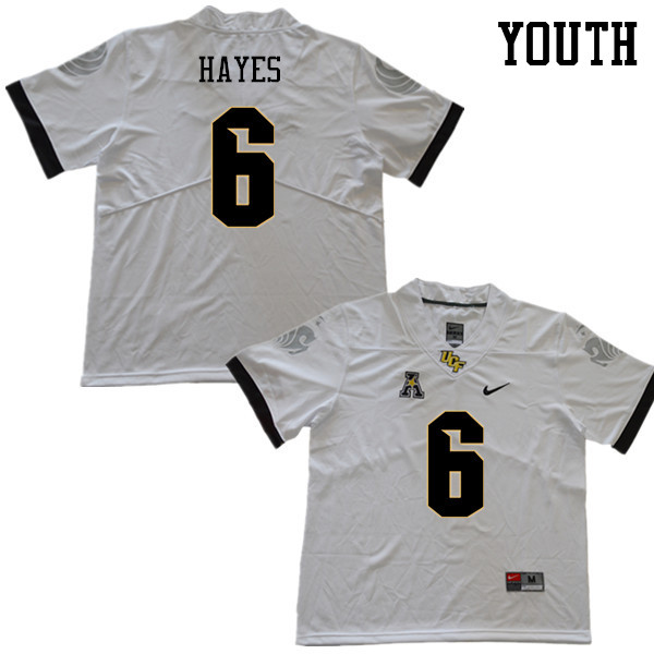 Youth #6 Brendon Hayes UCF Knights College Football Jerseys Sale-White